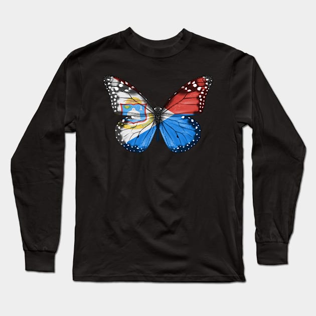 Sint Maartener Flag  Butterfly - Gift for Sint Maartener From Sint Maarten Long Sleeve T-Shirt by Country Flags